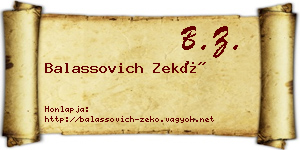 Balassovich Zekő névjegykártya